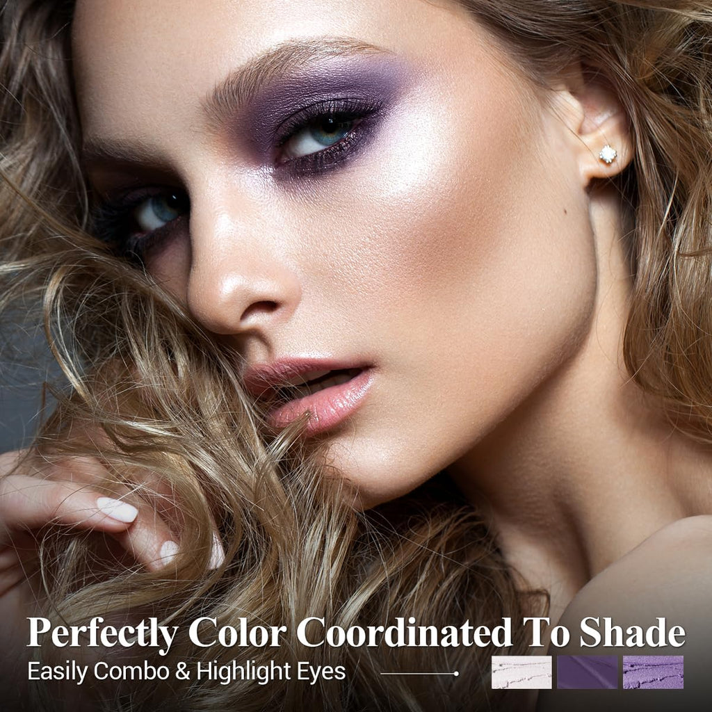 LUXAZA PRO Neutral Eyeshadow Stick 6PCS Set – Pink & Purple Metallic Shimmer Matte Cream Shadow