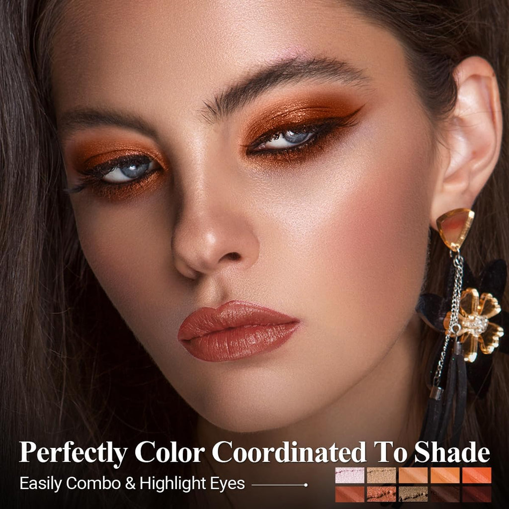 LUXAZA PRO 10PCS Eyeshadow Stick – Shimmer & Matte Brown, Waterproof & Smudge-Proof