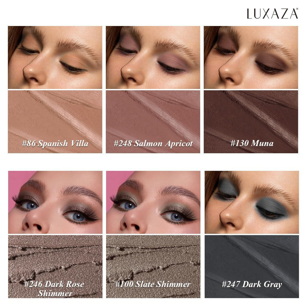 LUXAZA PRO 6PCS Neutral Eyeshadow Stick Set – Matte Cream Eye Shadow & Eyeliner Pencil in B3 Iced Oat
