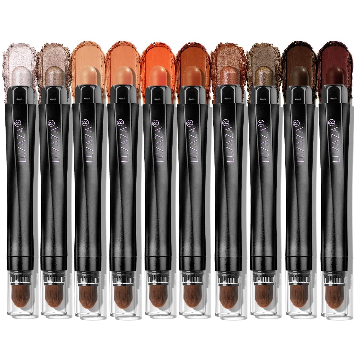 LUXAZA PRO 10PCS Eyeshadow Stick – Shimmer & Matte Brown, Waterproof & Smudge-Proof