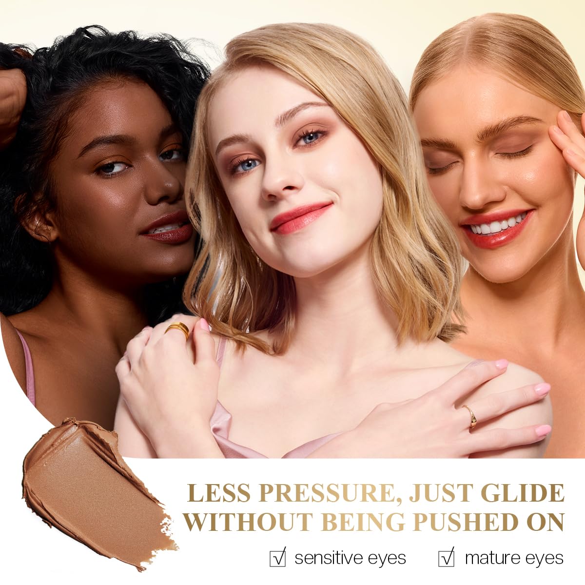 LUXAZA PRO 2PCS Eyeshadow Stick – Creamy Caramel-Latte Shimmer with Built-In Brush & Sharpener