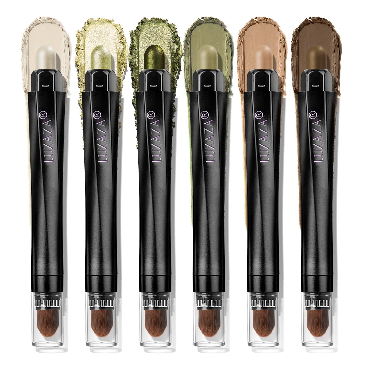 LUXAZA PRO FIREFLIES LIGHT 6-Piece Eyeshadow Stick Set – Green Metallic Shimmer