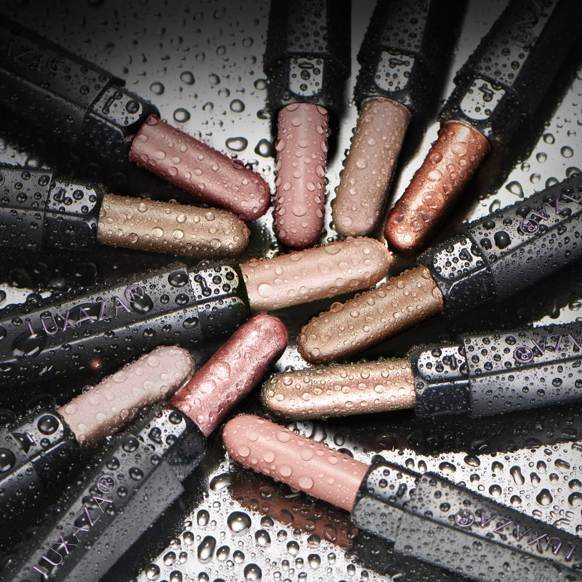 LUXAZA PRO Orange Eyeshadow Stick Set 10pc – Neutral Shimmer & Matte Cream Palette | Stellar Pink Quartz