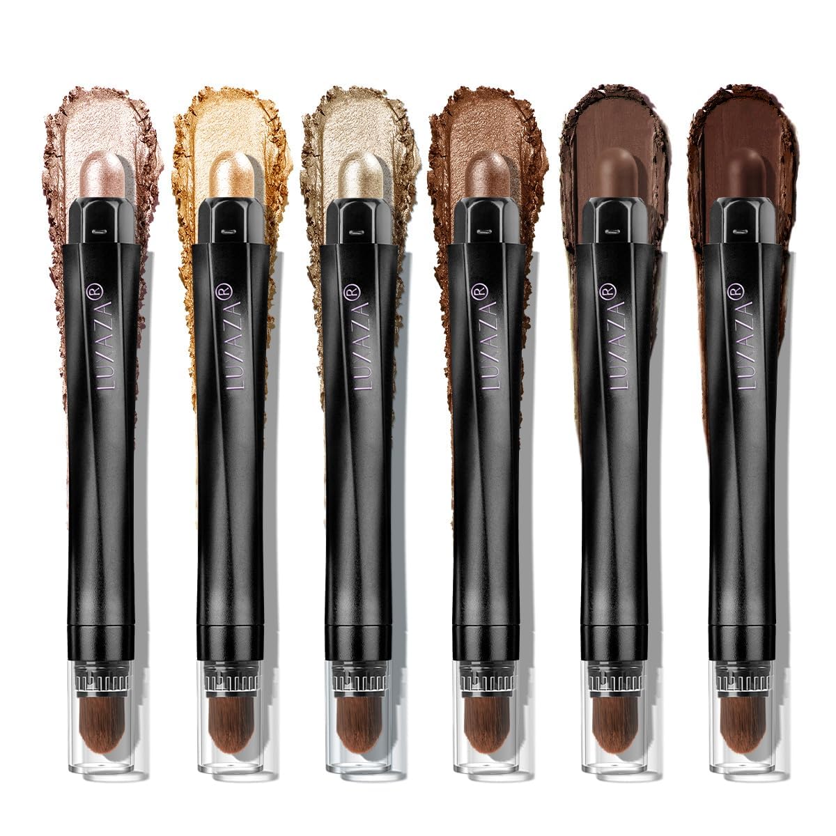 LUXAZA PRO Gold Eyeshadow Stick Set 6pcs – Neutral Shimmer & Matte Cream Shades, Gift-ready