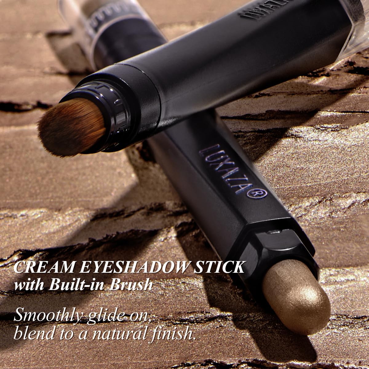 LUXAZA PRO Brown Eyeshadow Stick Set – 3pc Neutral Shimmer & Matte Cream Palette, Golden Glow