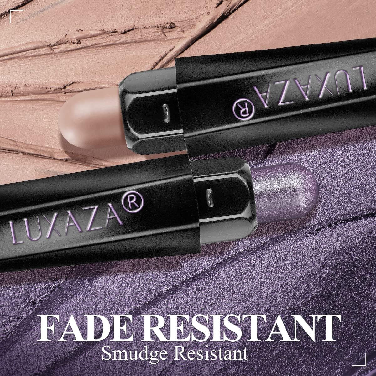 LUXAZA PRO Plum Eyeshadow Stick Set – 10pc Neutral Shimmer & Matte Cream Palette + Bronze Smoky Eyeliner Kit