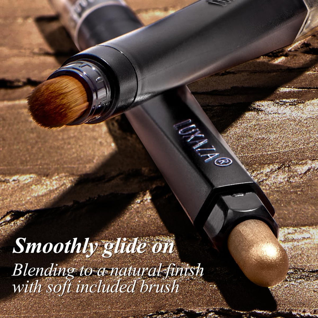 LUXAZA PRO Neutral Brown Eyeshadow Stick 6-Piece Set – Metallic Shimmer & Matte Cream Eye Shadow in Brown Latte