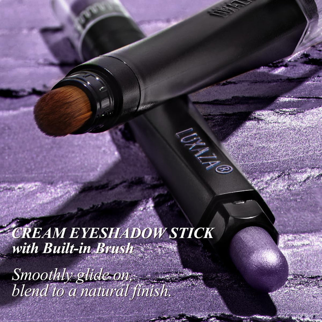 LUXAZA PRO Neutral Eyeshadow Stick 6PCS Set – Pink & Purple Metallic Shimmer Matte Cream Shadow