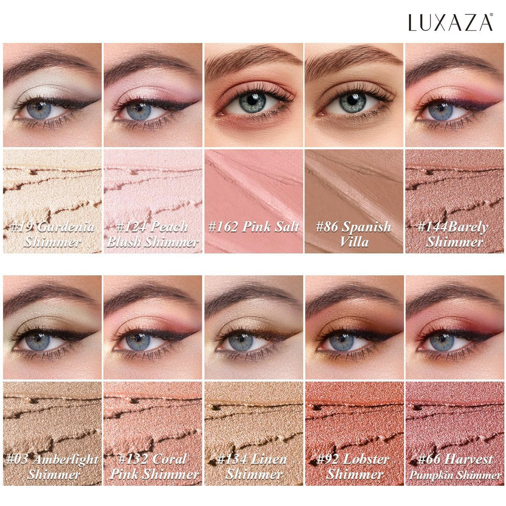 LUXAZA PRO Orange Eyeshadow Stick Set 10pc – Neutral Shimmer & Matte Cream Palette | Stellar Pink Quartz