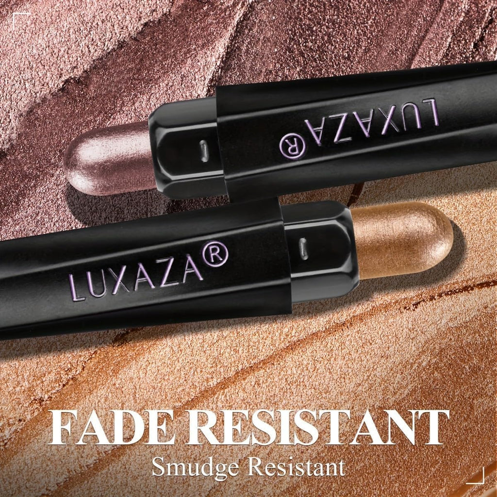 LUXAZA PRO Brown Eyeshadow Stick Set – 6pcs Neutral Shimmer & Matte Cream Palette | Dusk Bloom