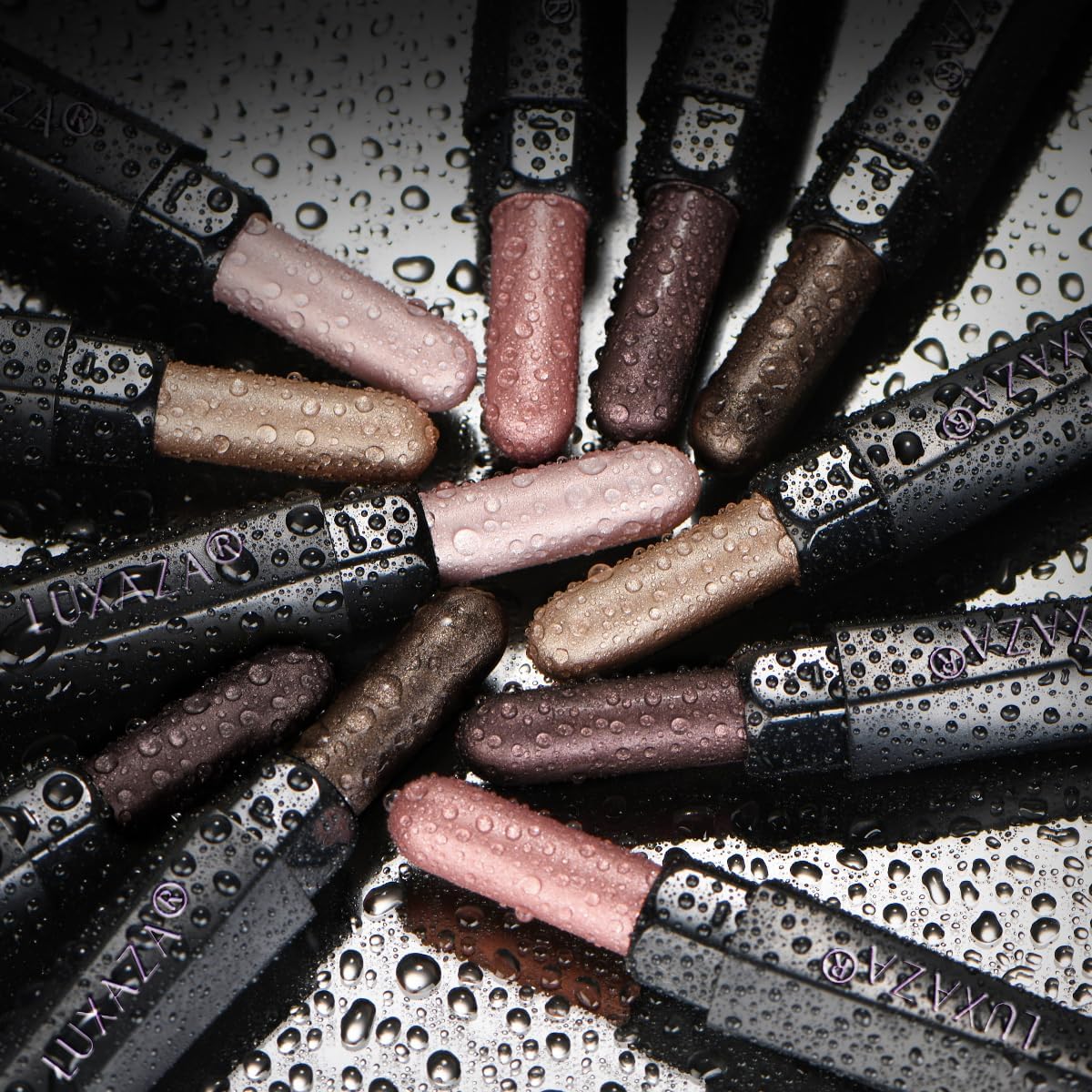 LUXAZA PRO Pink Ocean Eyeshadow Stick 6-Piece Set – Metallic Shimmer Eye Shadow & Eyeliner