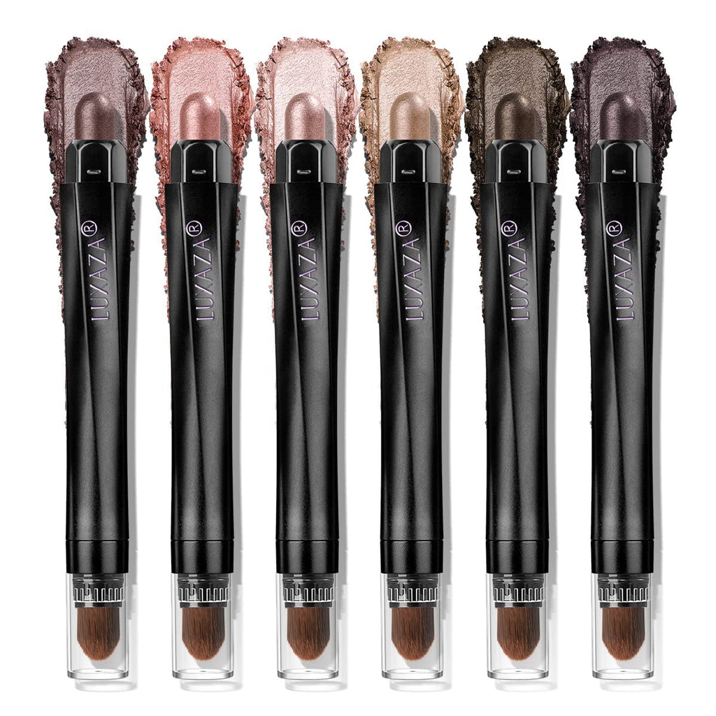 LUXAZA PRO Pink Ocean Eyeshadow Stick 6-Piece Set – Metallic Shimmer Eye Shadow & Eyeliner