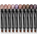 LUXAZA PRO Plum Eyeshadow Stick Set – 10pc Neutral Shimmer & Matte Cream Palette + Bronze Smoky Eyeliner Kit
