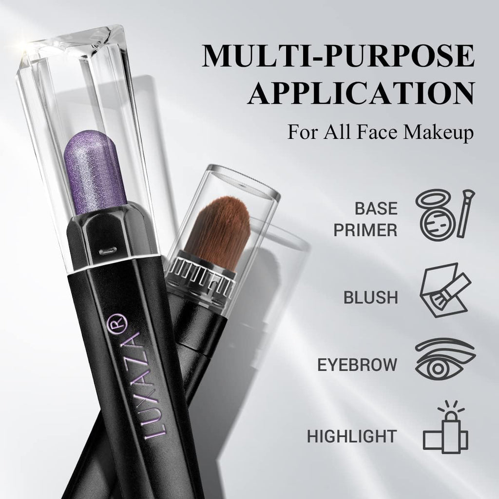 LUXAZA PRO Plum Eyeshadow Stick Set – 10pc Neutral Shimmer & Matte Cream Palette + Bronze Smoky Eyeliner Kit