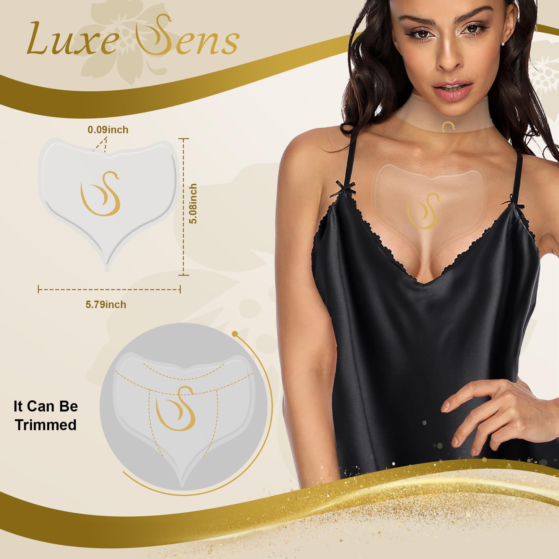 Luxe Sens Chest Wrinkle Patches 4 Pack – Reusable Silicone Pads for Decolletage & Neck