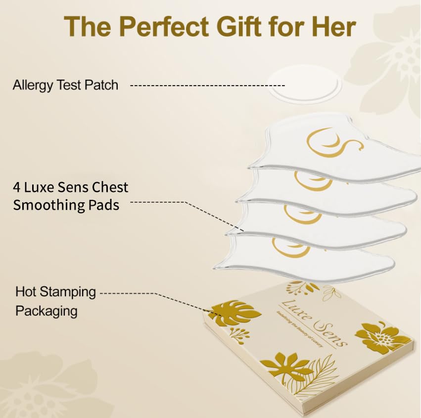 Luxe Sens Chest Wrinkle Patches 4 Pack – Reusable Silicone Pads for Decolletage & Neck