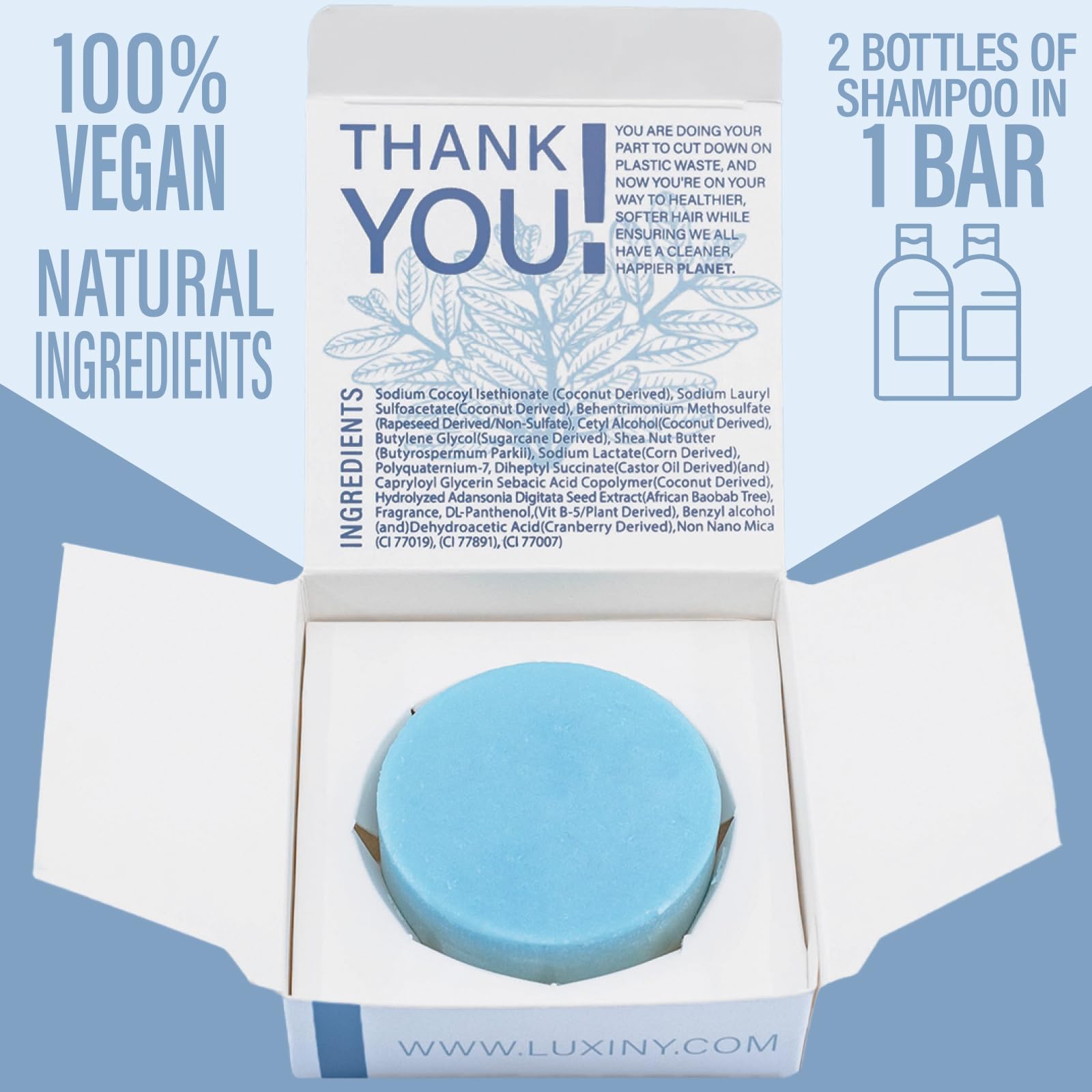 Luxiny Travel Shampoo & Conditioner Bar – Plant-Based, TSA Compliant, Eco-Friendly, Bay Rum 200g