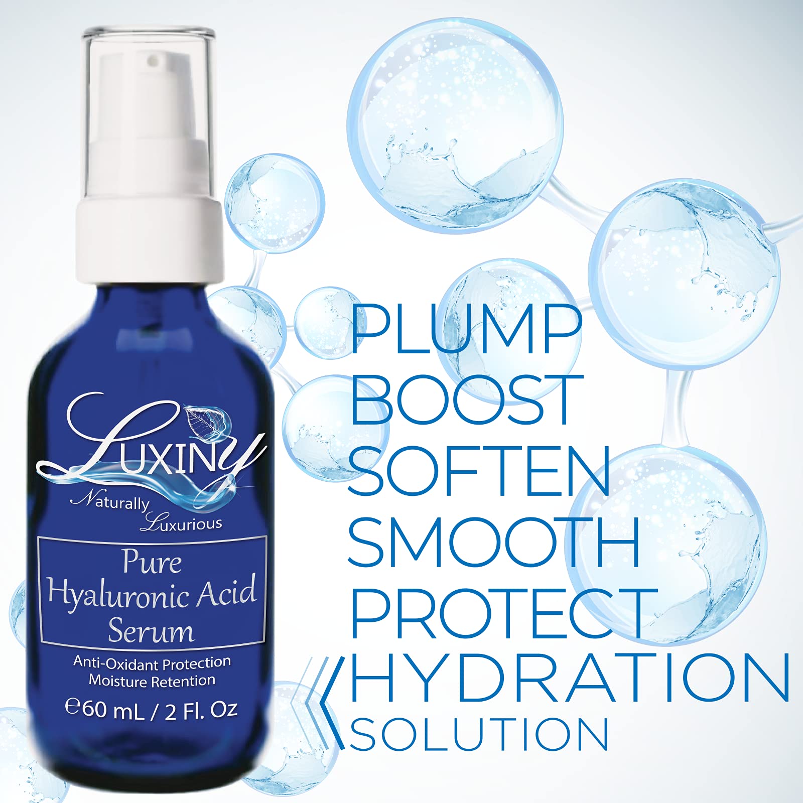 Luxiny Pure Hyaluronic Acid Serum – 2oz Double Size | Hydration, Anti-Aging, Fragrance-Free