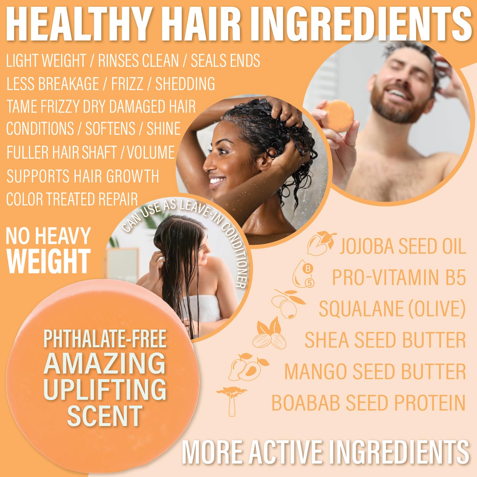 Luxiny Mango Shampoo & Conditioner Bar Set – Sulfate-Free, Travel-Ready, Made in USA