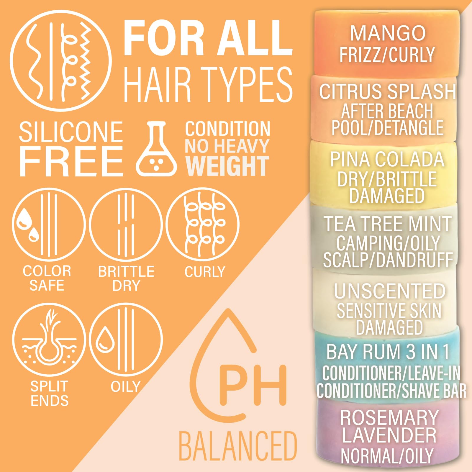 Luxiny Mango Shampoo & Conditioner Bar Set – Sulfate-Free, Travel-Ready, Made in USA