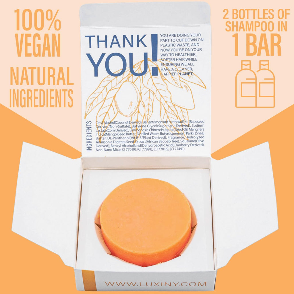 Luxiny Mango Shampoo & Conditioner Bar Set – Sulfate-Free, Travel-Ready, Made in USA