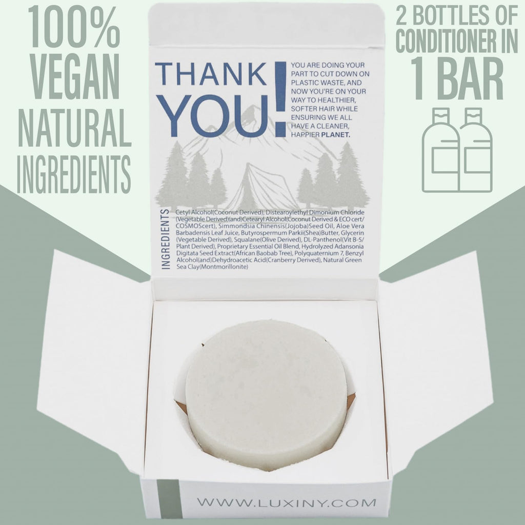 Luxiny Tea Tree Mint Shampoo & Conditioner Bar Set – Sulfate-Free, Made in USA