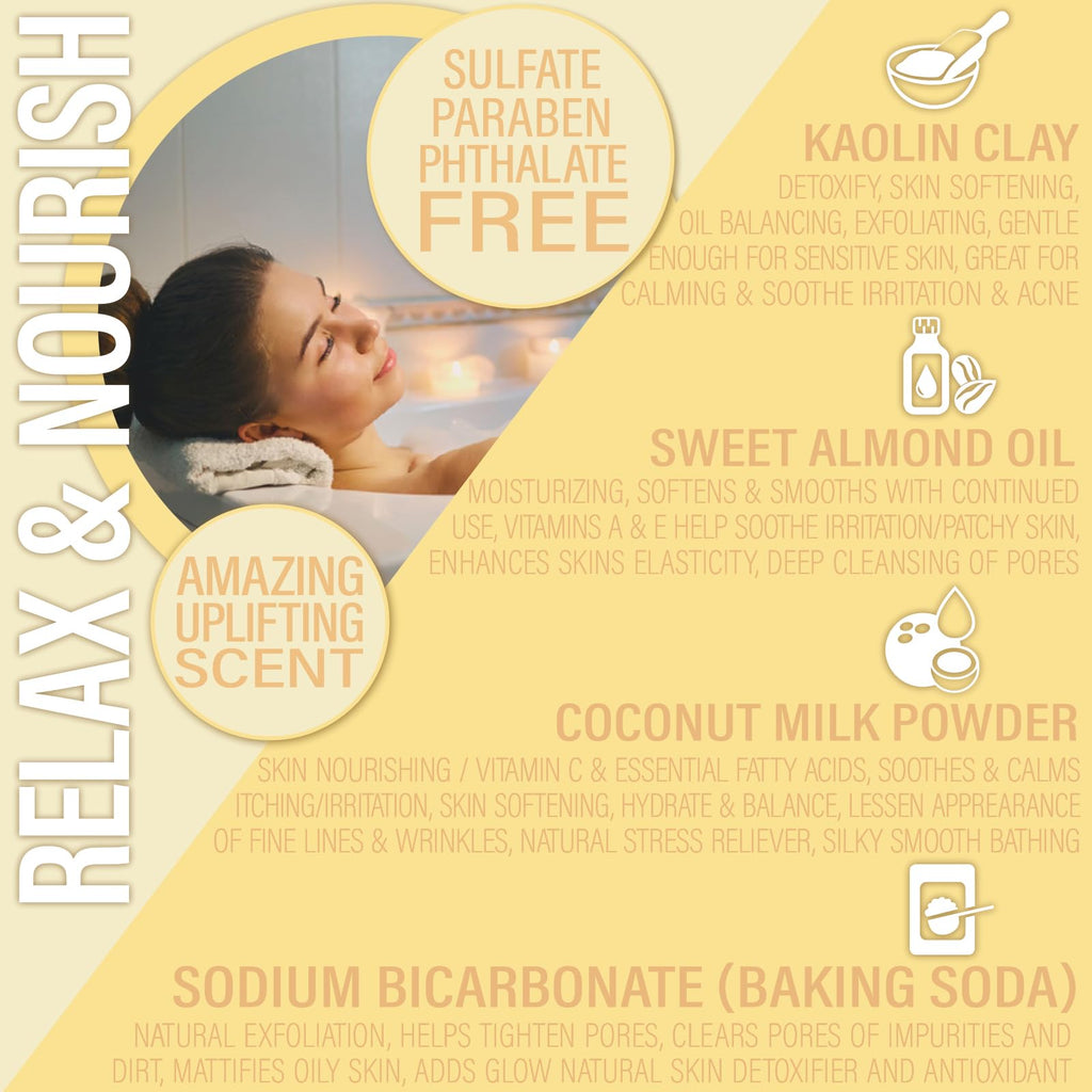 Luxiny Vegan Milk Bath Soak with Coconut Milk Powder & Sweet Almond Oil — Vanilla Buttercream, 8 oz