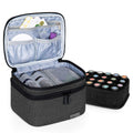 LUXJA Essential Oils Bag - Holds 20 Bottles (5–30 ml), Fits Rollers | Double-Layer Organizer | Black