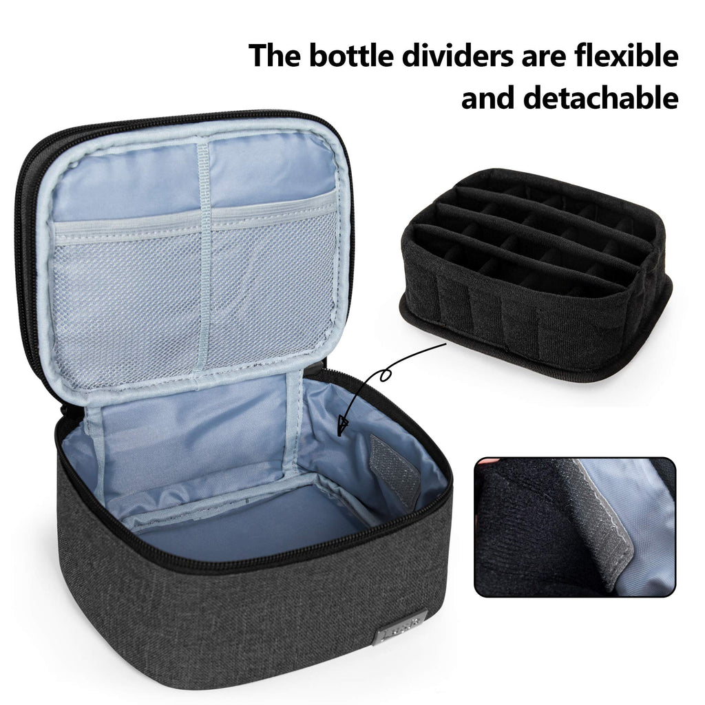 LUXJA Essential Oils Bag - Holds 20 Bottles (5–30 ml), Fits Rollers | Double-Layer Organizer | Black