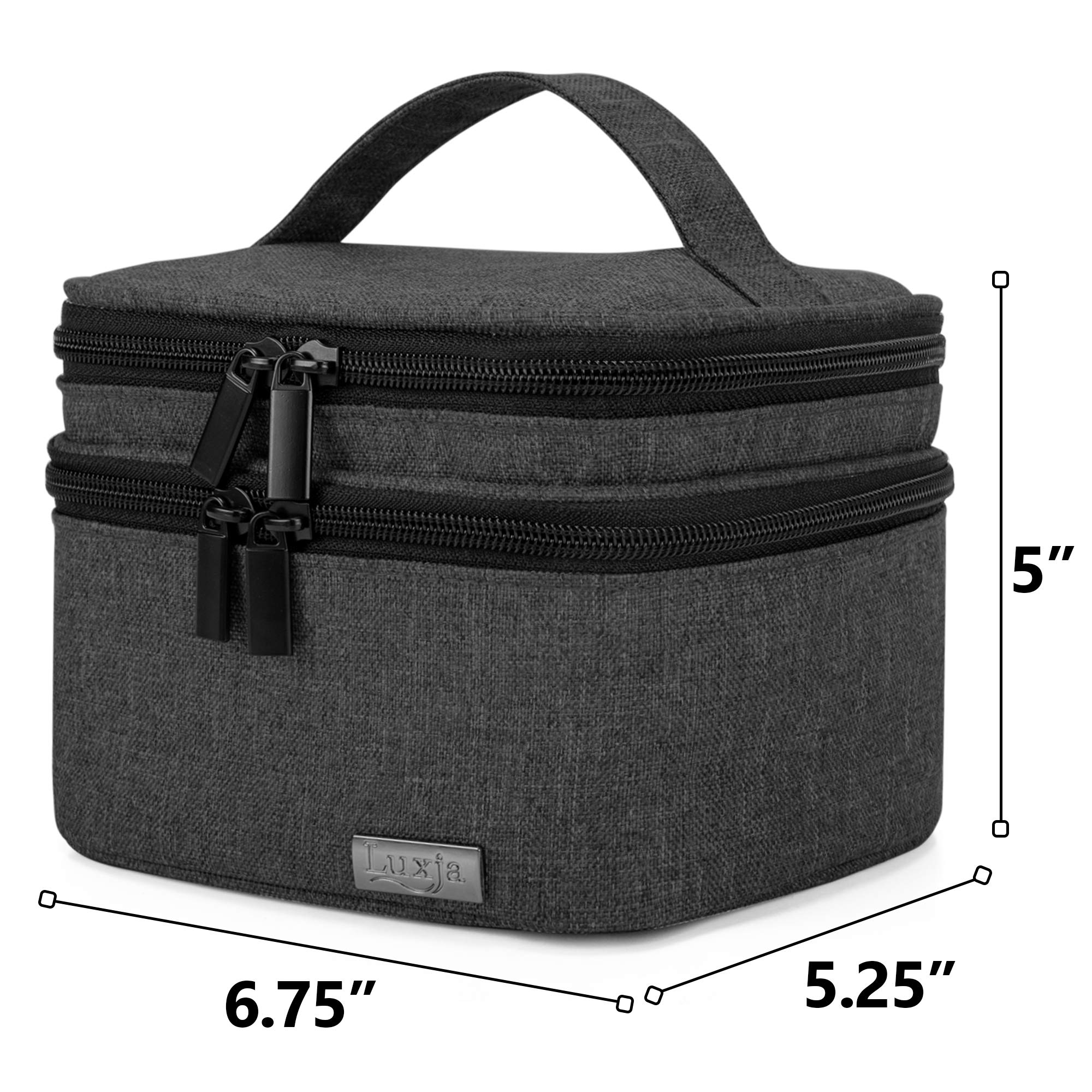 LUXJA Essential Oils Bag - Holds 20 Bottles (5–30 ml), Fits Rollers | Double-Layer Organizer | Black