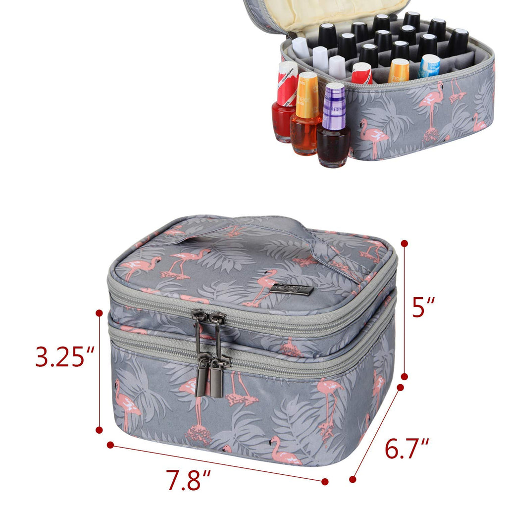 LUXJA Nail Polish Carrying Case - Holds 20 Bottles (15ml) - Flamingo, Double-Layer Organizer