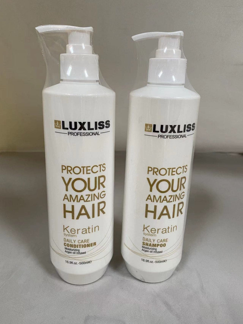 Luxliss Keratin Daily Care Shampoo & Conditioner Set – 2 Pack (16 oz each) for Chemically Treated Hair, Anti-Frizz & Repair