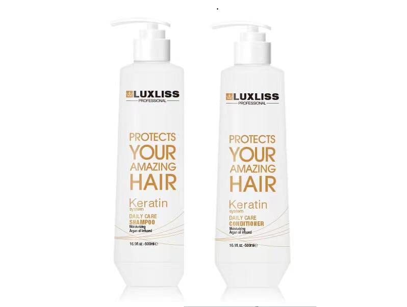 Luxliss Keratin Daily Care Shampoo & Conditioner Set – 2 Pack (16 oz each) for Chemically Treated Hair, Anti-Frizz & Repair