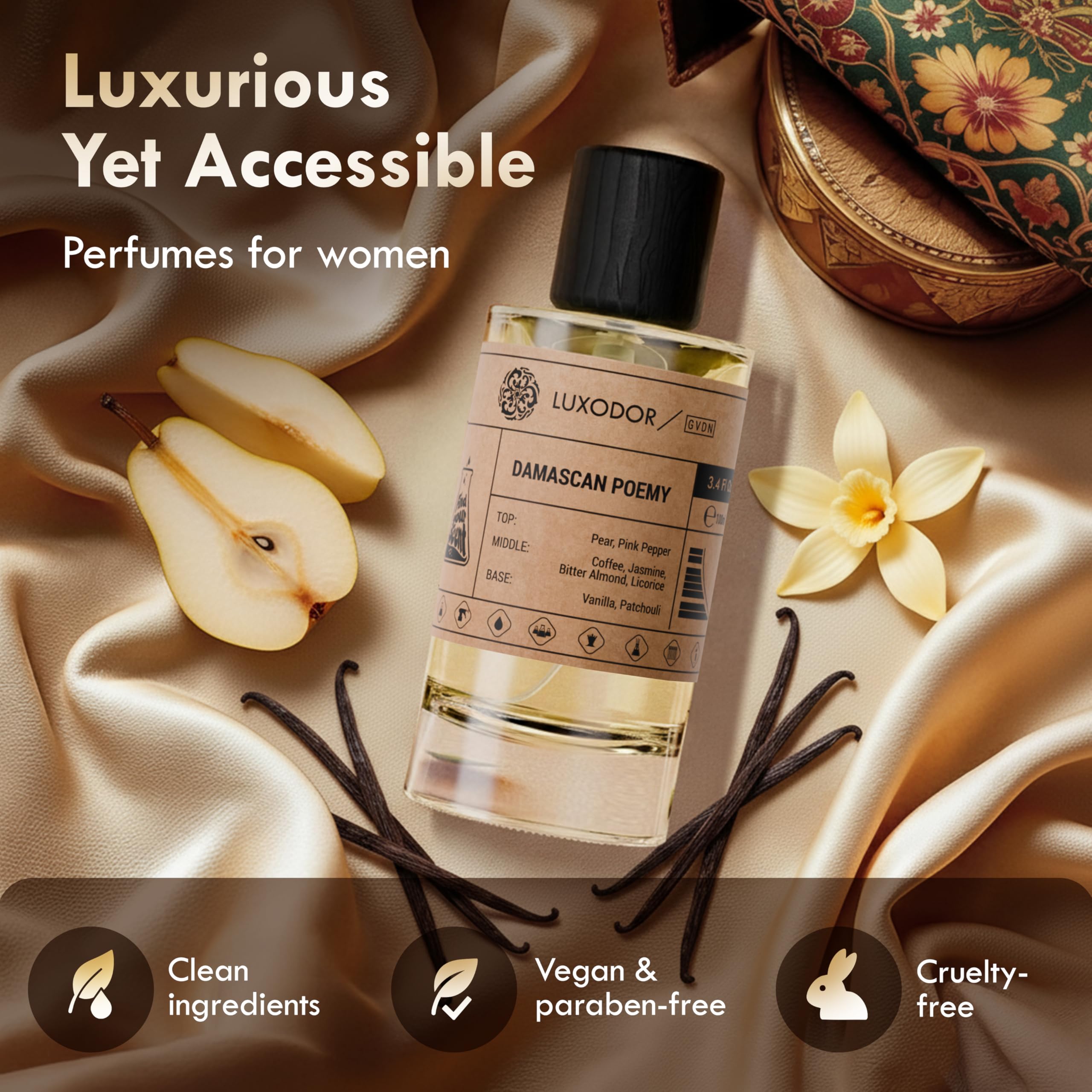 Luxodor Damascus Poemy – Inspired by Y S.L.'s Black Opium | 100ml + 10ml Roll-On for Women