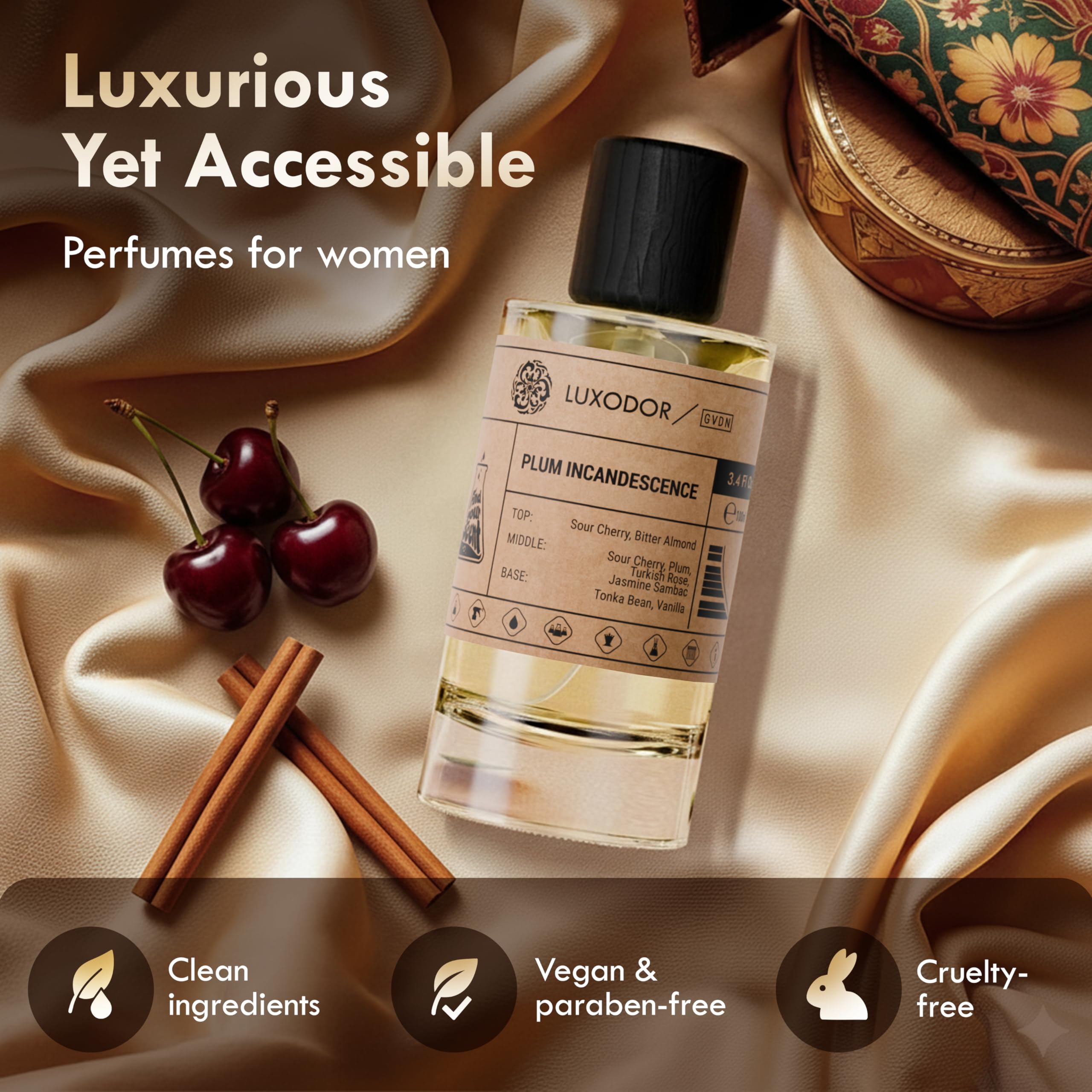 Luxodor Plum Incandescence — Lost Cherry Inspired Unisex Perfume, 100 ml + 10 ml Roll-On Oil