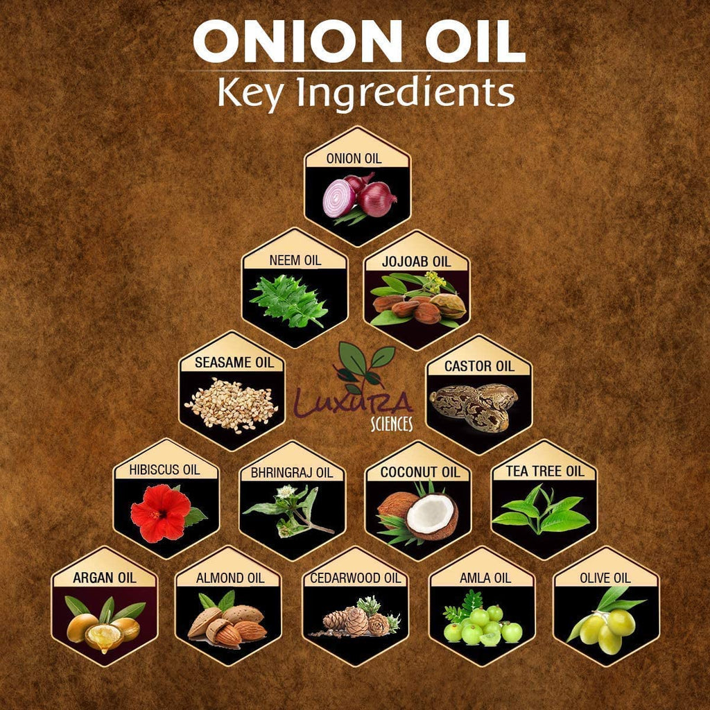 Luxura Sciences Organic Onion Oil | Hair Growth, Dandruff Control & Strong Roots | 8.45 fl oz