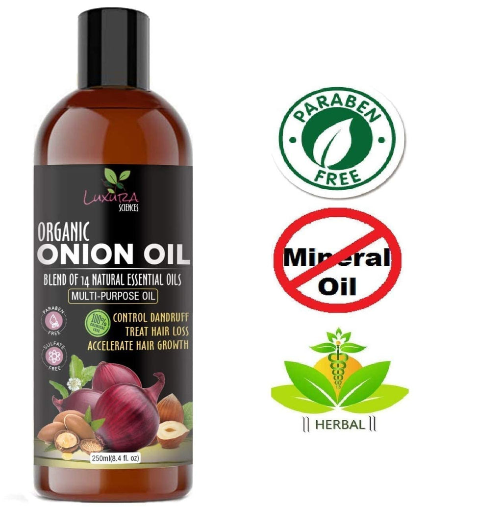 Luxura Sciences Organic Onion Oil | Hair Growth, Dandruff Control & Strong Roots | 8.45 fl oz