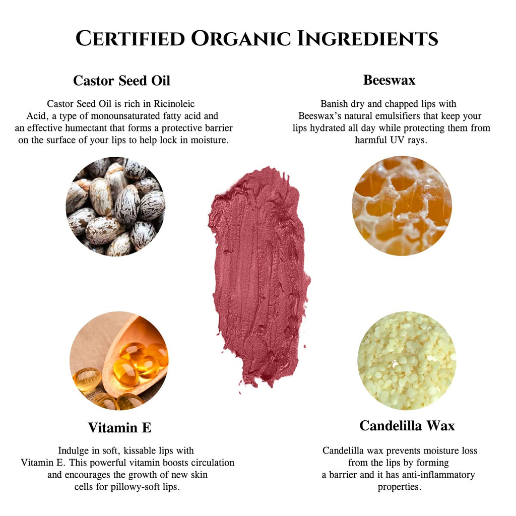 Luxury by Sofia Organic Lipstick/Lip Liner Dahlia – All Natural, Hydrating, Long-Lasting