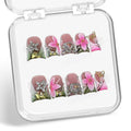 Luxury Duck Press-On Nails – Handmade Flower & Rhinestone Hearts, Green French Tip, Short Acrylic