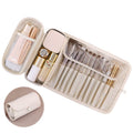Luxury Leather Makeup Brush Case – Professional Roll-Up Organizer for Travel & Home (White)