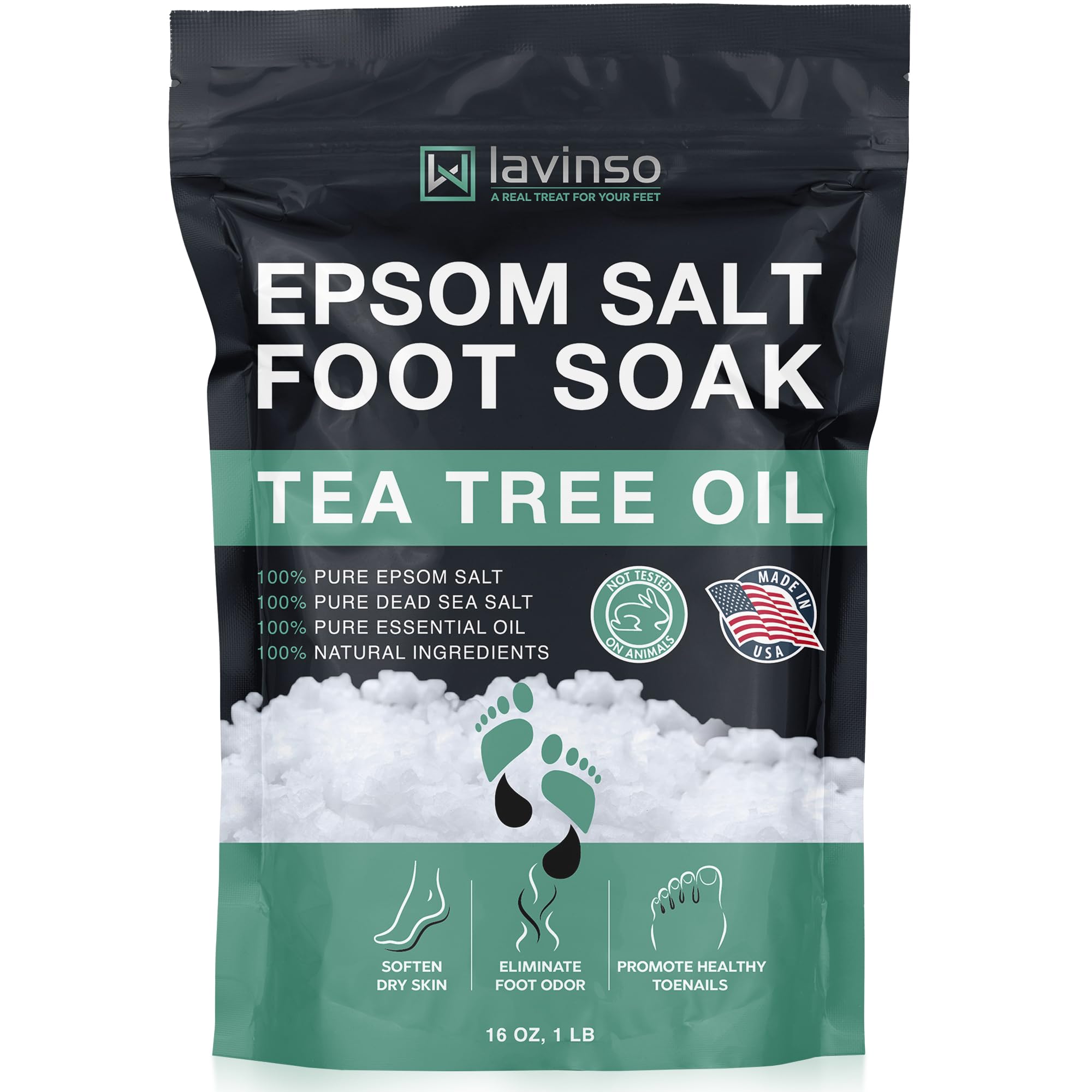 LV LAVINSO Tea Tree Oil Foot Soak with Epsom Salt – Made in USA