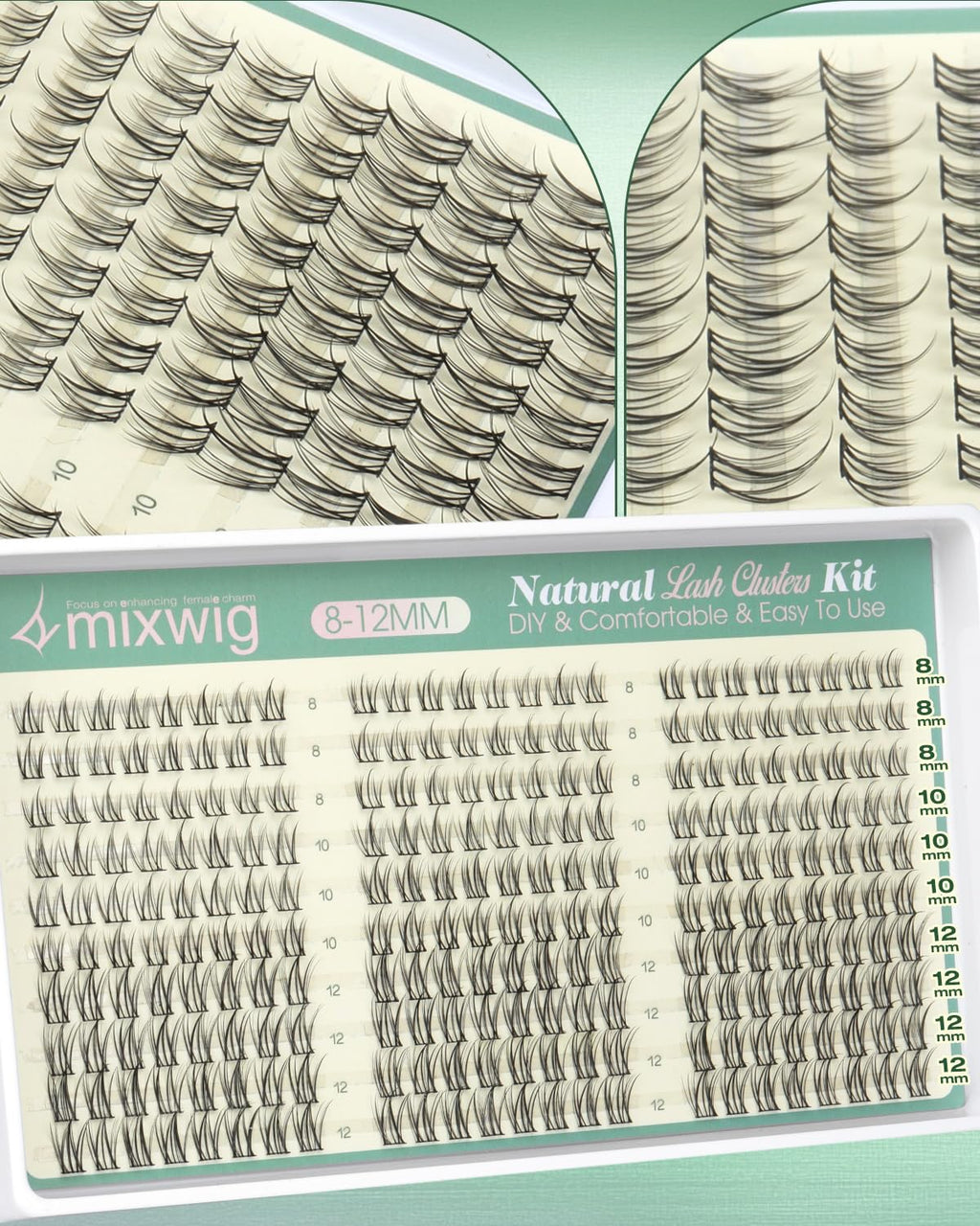 Natural Lash Clusters Kit by Lvmixwig – Short 8-12mm Wispy DIY Lash Extensions