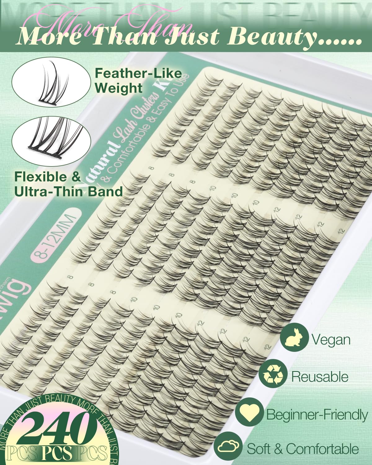 Natural Lash Clusters Kit by Lvmixwig – Short 8-12mm Wispy DIY Lash Extensions