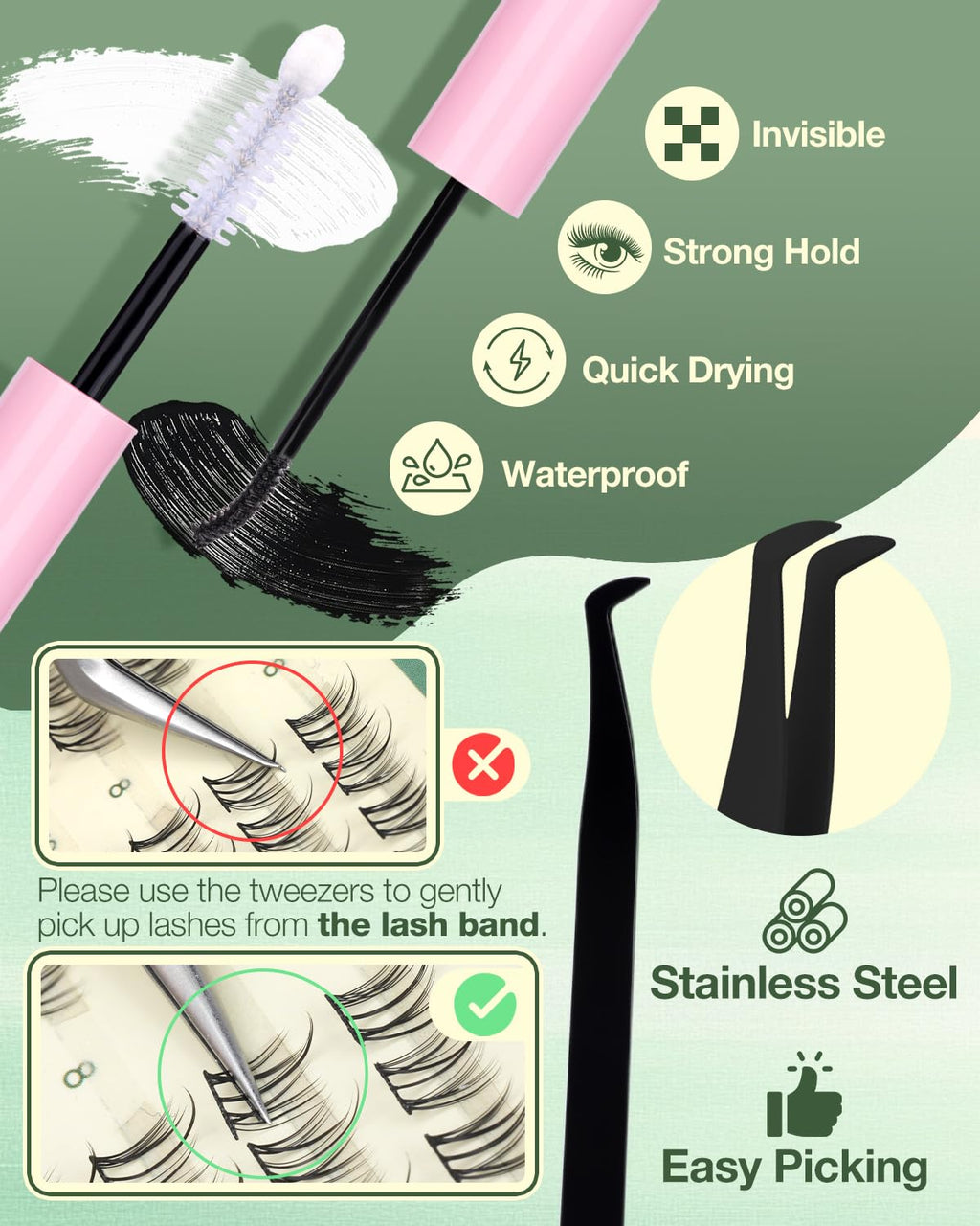 Natural Lash Clusters Kit by Lvmixwig – Short 8-12mm Wispy DIY Lash Extensions