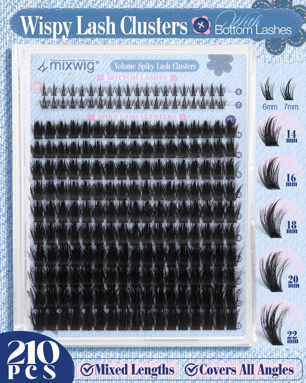 Lvmixwig Wispy Lash Clusters Kit — Spikes & Bottom Lashes, Bond & Seal