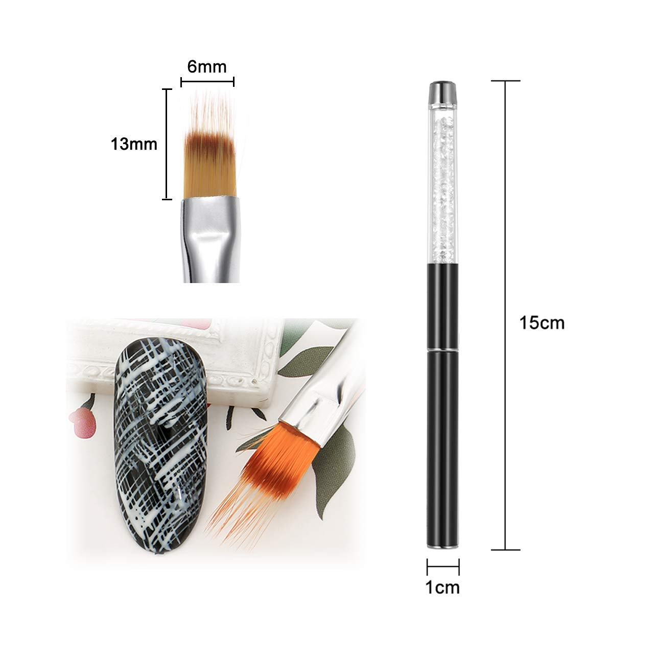 LWBTOSEE 2pcs Ombre Nail Brush Set – Rhinestone Handle for Gradient Nail Art, Gel & Polish