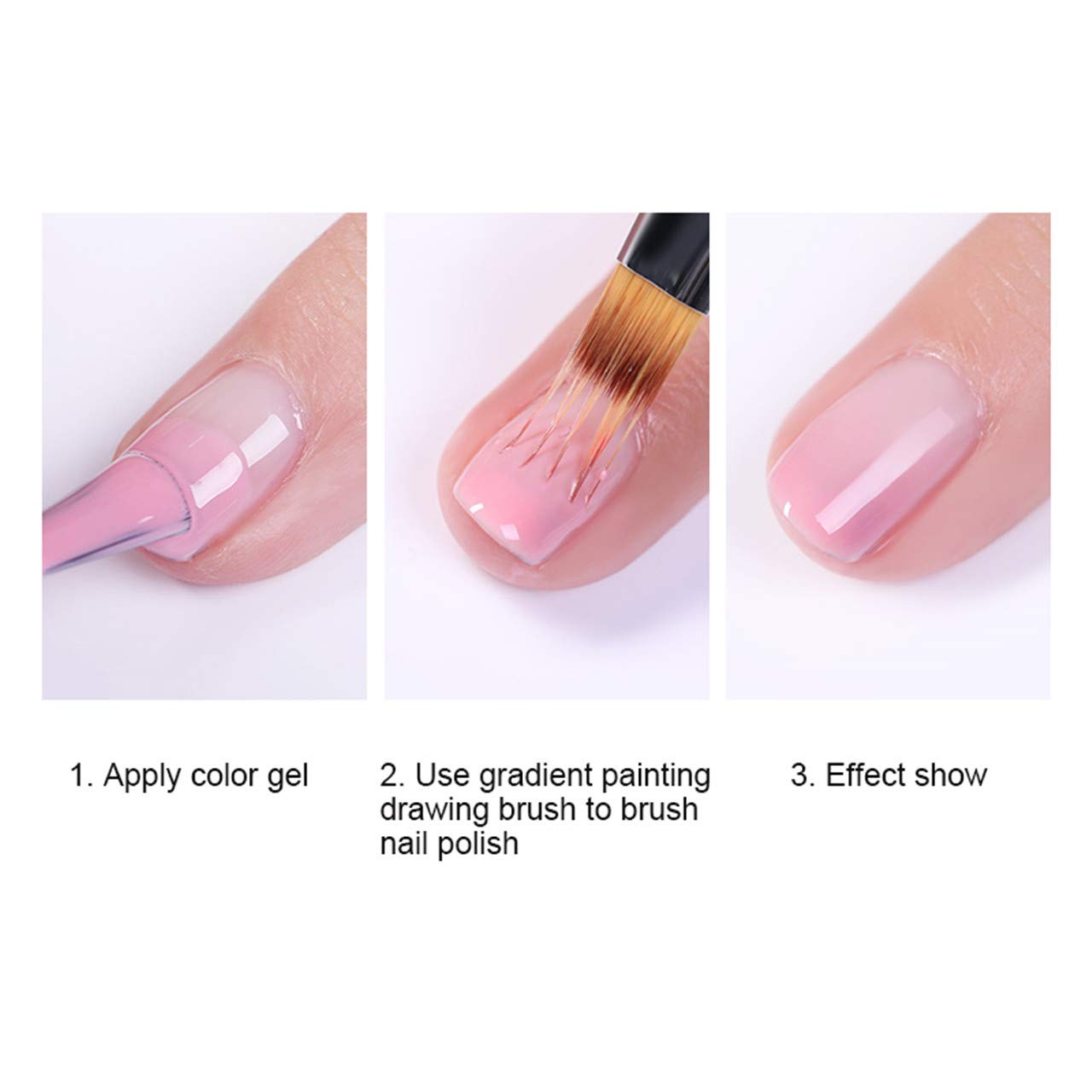 LWBTOSEE 2pcs Ombre Nail Brush Set – Rhinestone Handle for Gradient Nail Art, Gel & Polish