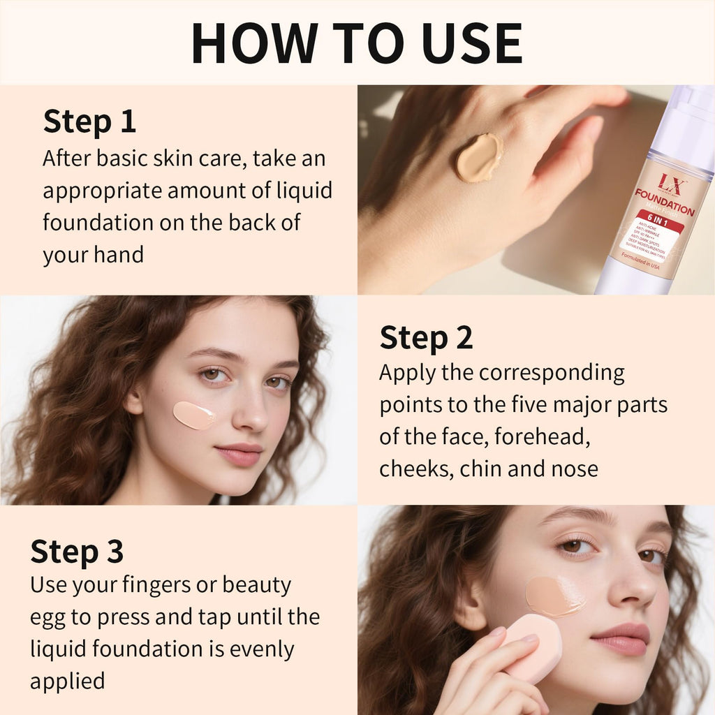 LXSKN 6-in-1 Matte Foundation with 1% Hyaluronic Acid – Shade 108 Light | All Skin Types