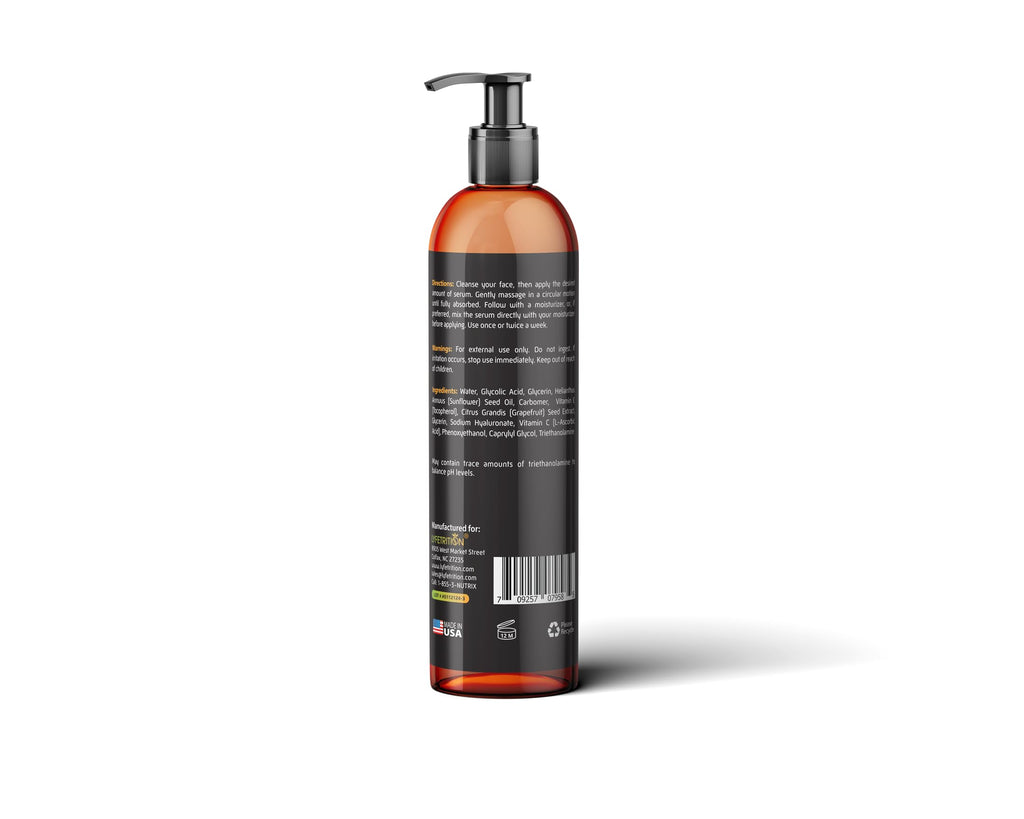Lyfetrition Glycolic 30% Renewal Serum with Vitamins C & E – Brightening & Exfoliating (12 oz)