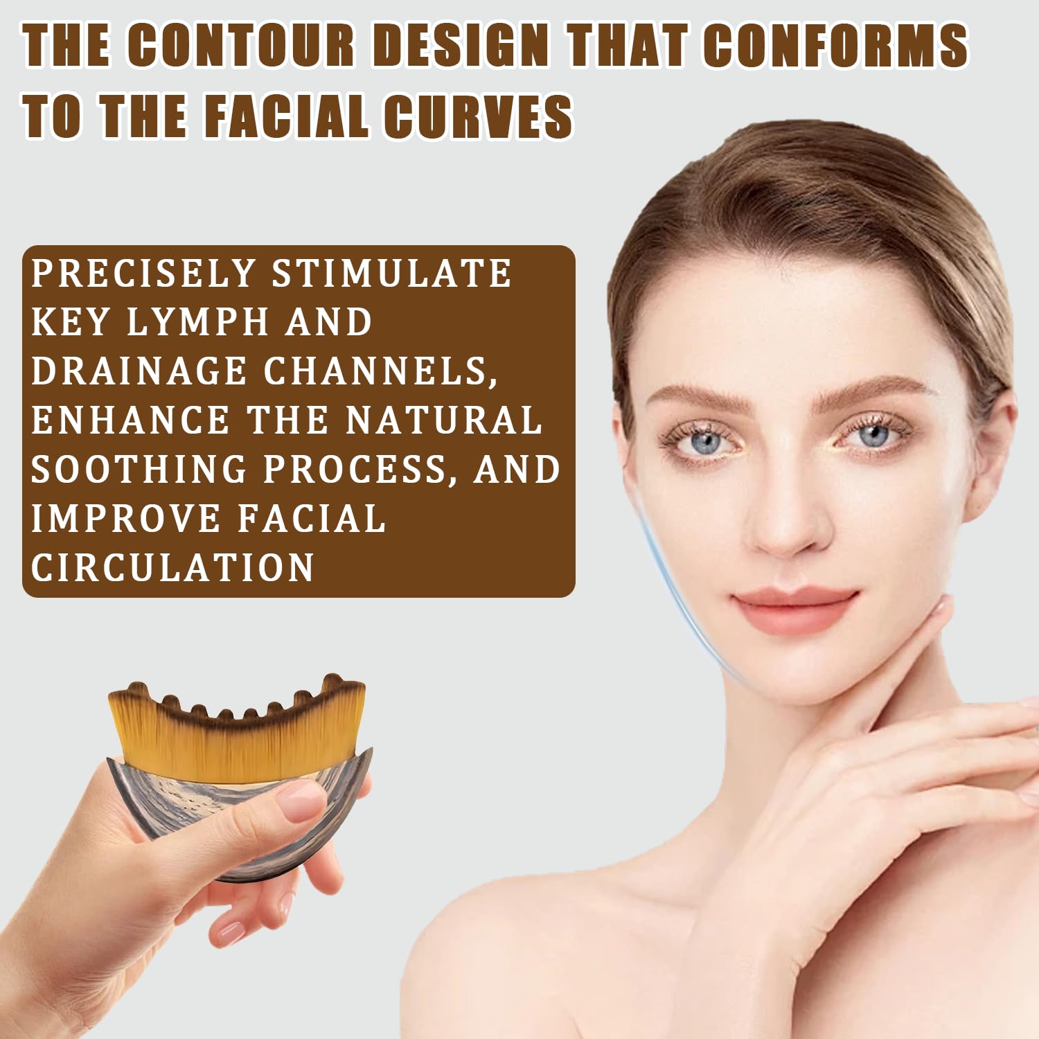 Lymphatic Contour Face Brush – Gentle Lymphatic Massage for De-Puffing & Enhanced Absorption